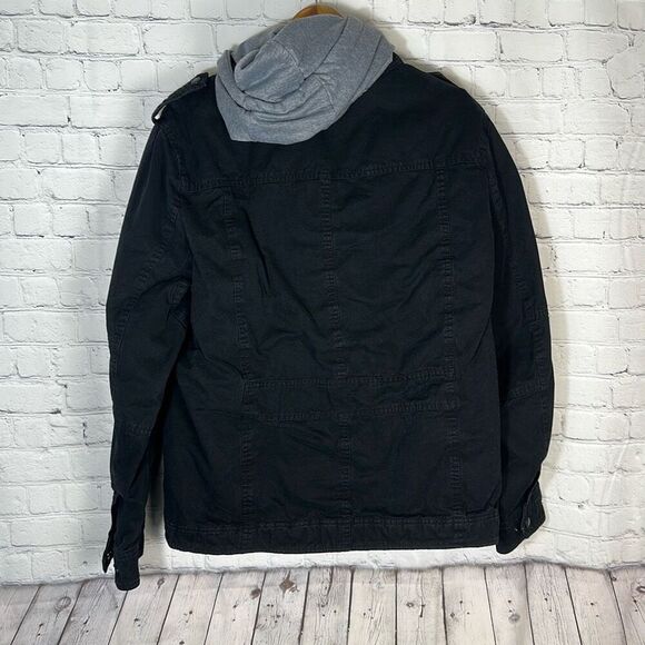 Levi's Size L Men's Military Trucker Sherpa Lined Removable Hood Black Jacket - Picture 4 of 12